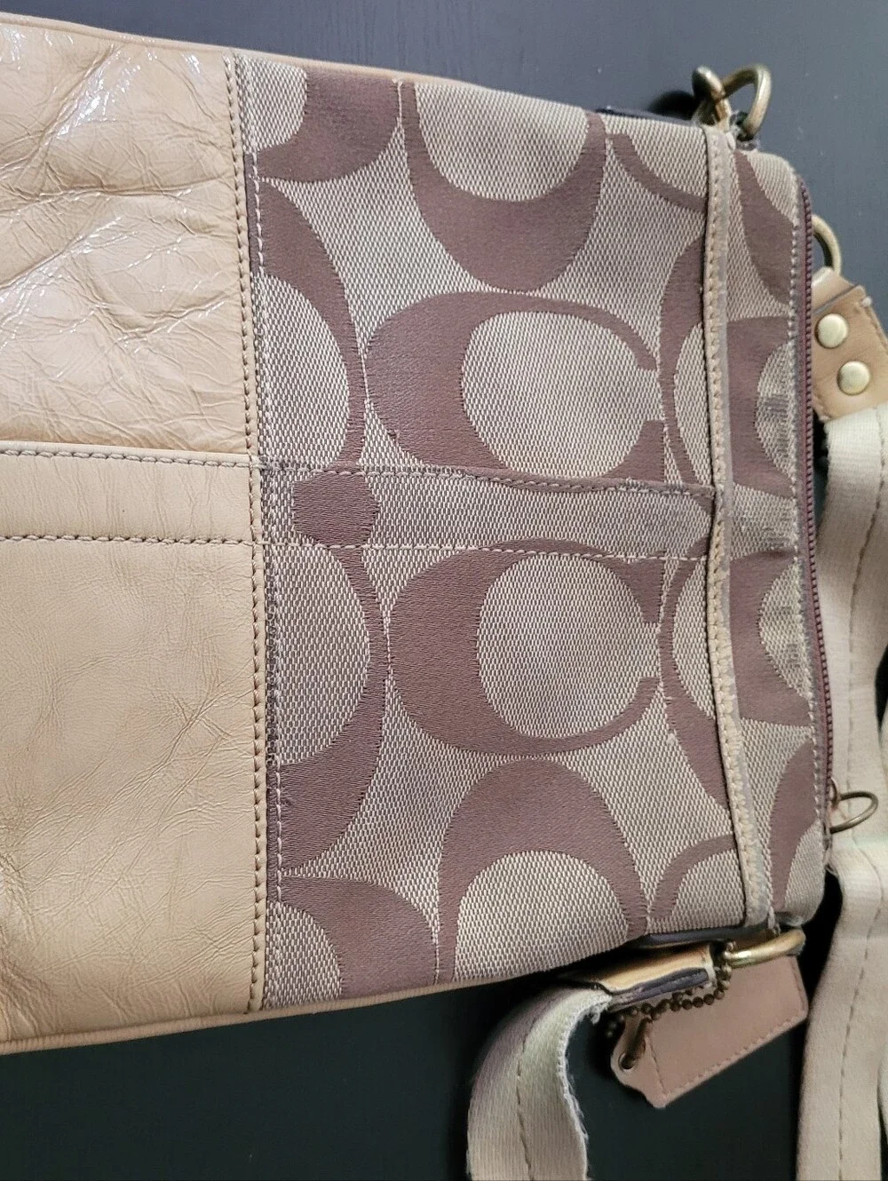 Coach Brown/Tan Signature Canvas Crossbody Bag